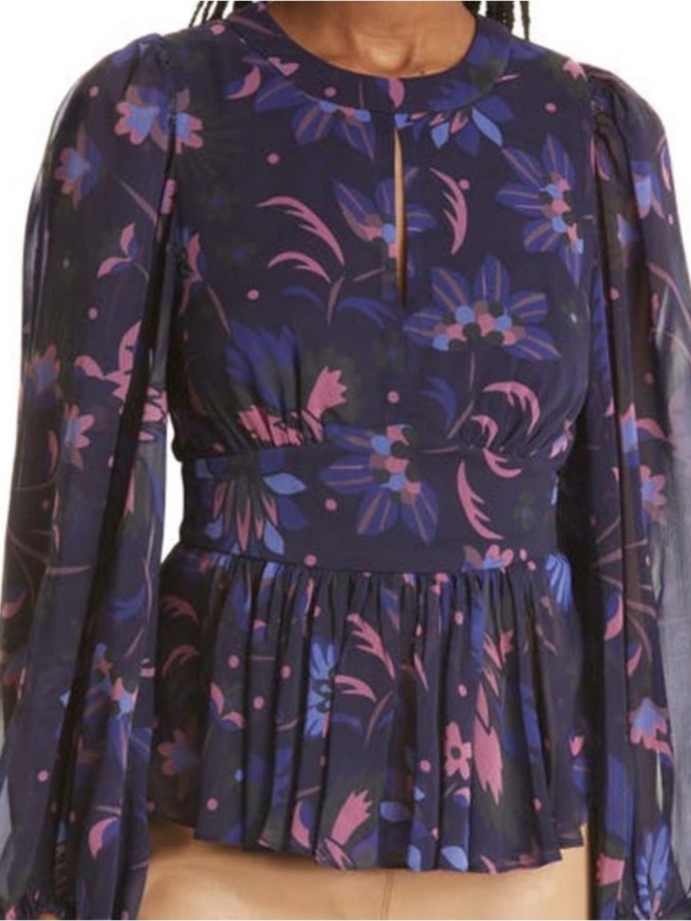 Ted Baker Women’s Stephanie Blouse Navy Floral Print Size 3 (6-8 Medium)